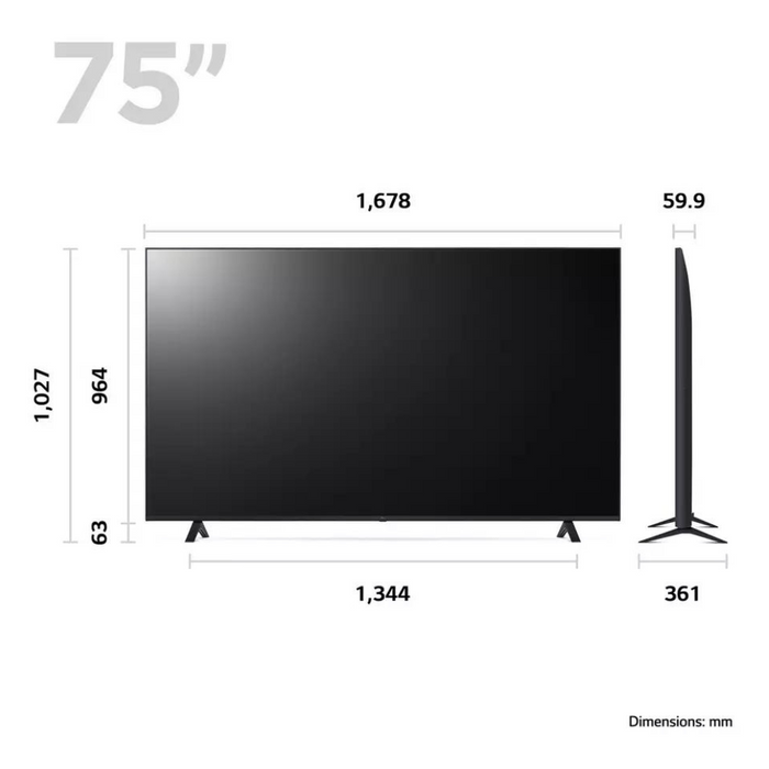 LG 75UR80006LJ 2023 UR80 - 75-inch, LED, 4K Ultra HD, HDR, Smart TV Digiland Outlet Store