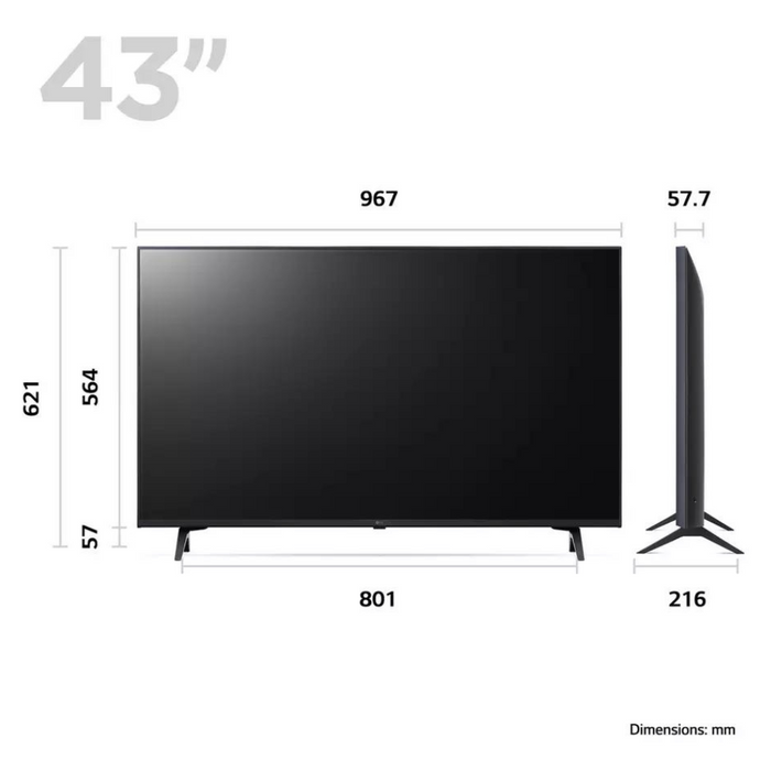 LG 43UR80006LJ 2023 UR80 Series - 43-inch, LED, 4K UHD, HDR, Smart TV Digiland Outlet Store