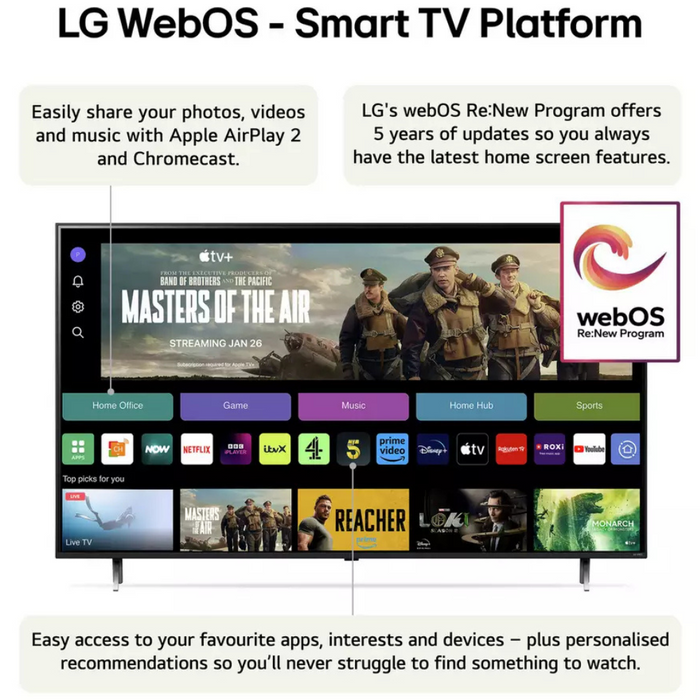 LG 50 Inch 50QNED80T6A Smart 4K UHD HDR QNED Freeview TV LG