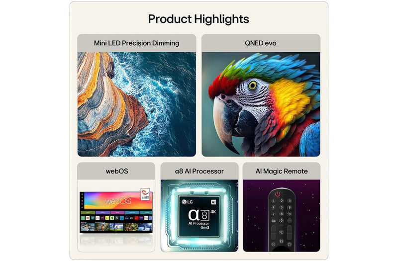 LG 65QNED86B6B 65 inch QNED evo Mini LED 4K HDR Smart TV LG