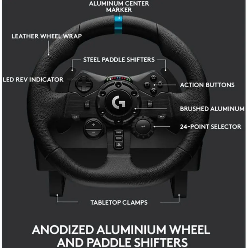 LOGITECH G G923 RACING WHEEL AND PEDALS BLACK