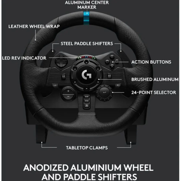 LOGITECH G G923 RACING WHEEL AND PEDALS BLACK