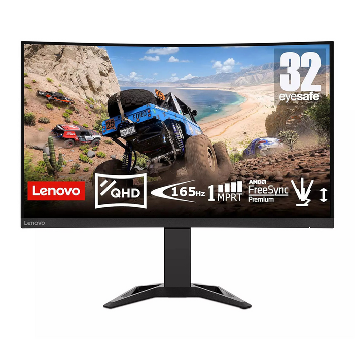 Lenovo G32qc-30 32 inch Curved Gaming Monitor, QHD, 165Hz, 0.5ms, AMD Freesync Premium Lenovo