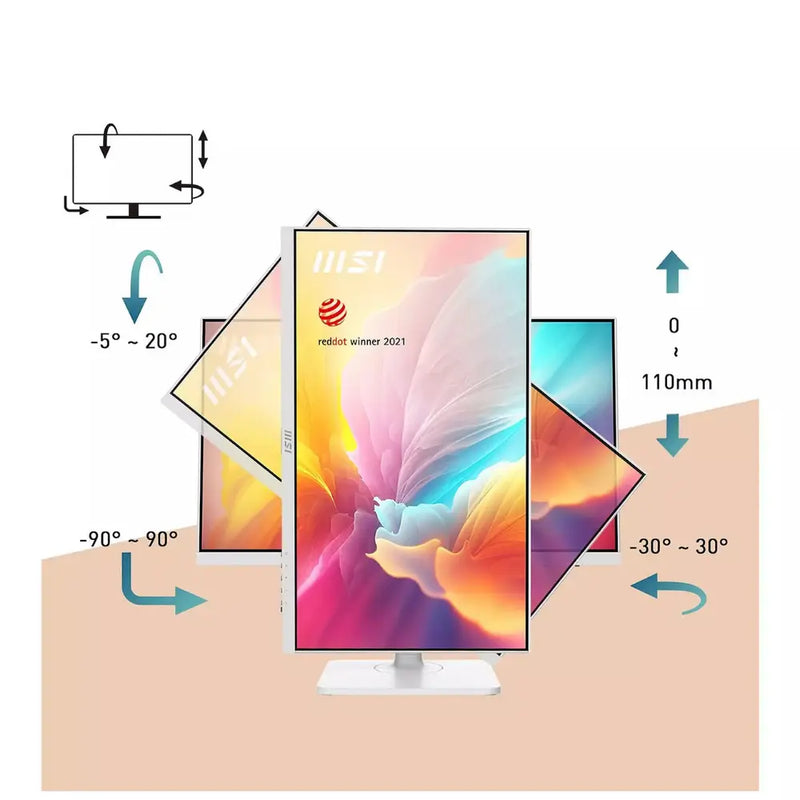 MSI Modern MD2412PW 23.8 Inch FHD Monitor - 100Hz, IPS, AMD Freesync, Adjustable Stand + Built In Speakers Digiland Outlet Store