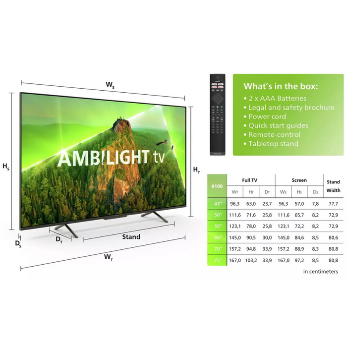 Philips 55PUS8108 Ambilight 55 Smart 4K HDR LED Freeview TV Digiland Outlet Store