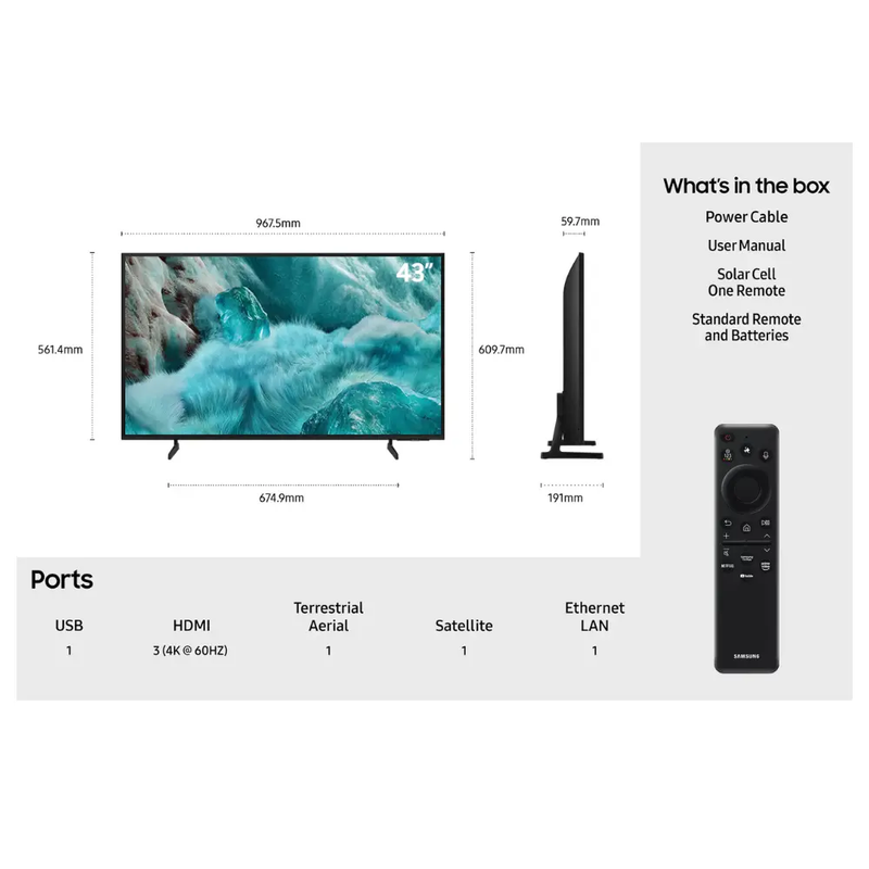 Samsung QE43Q7F2A (2025) QLED HDR 4K Ultra HD Smart AI TV, 43 inch