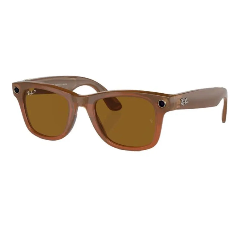 RAY BAN META WAYFARER SHINY CARAMEL BROWN LENS