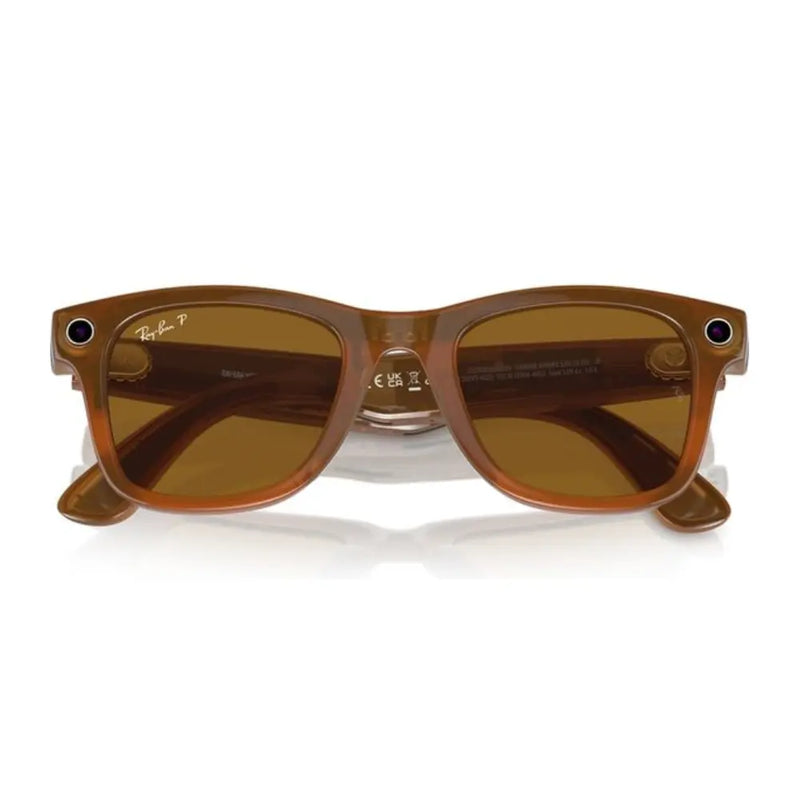 RAY BAN META WAYFARER SHINY CARAMEL BROWN LENS