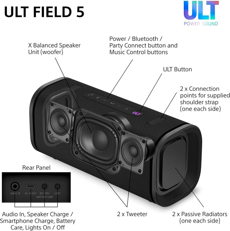 SONY ULT FIELD 5 Wireless Portable Speaker - SRSULT50B.CE7 Sony