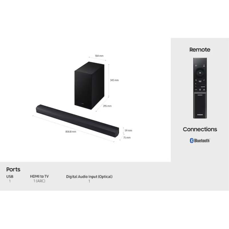 Samsung B46CF B-Series 2.1ch Soundbar with Subwoofer (2025)
