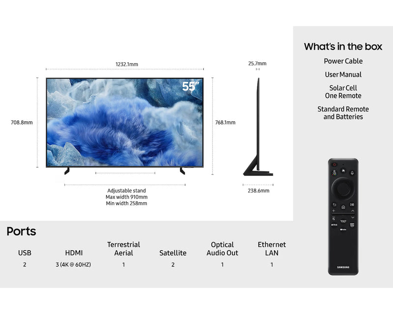 Samsung QE55Q8FAAUXXU 55" QLED Q8F 4K Vision AI Smart TV Samsung