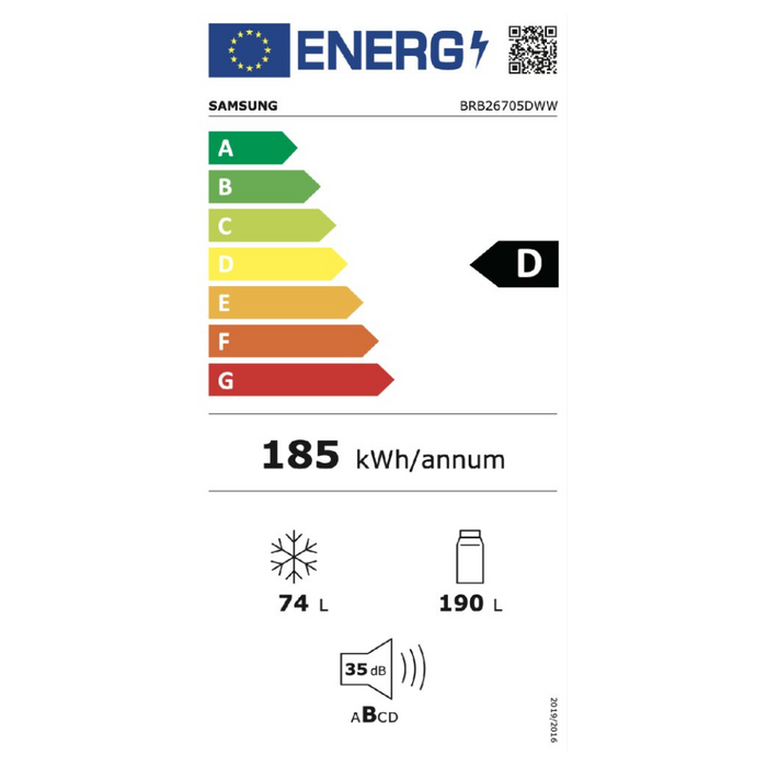 Samsung BRB26705DWW/EU Twin Cooling Plus  Integrated 70/30 Fridge Freezer Digiland Outlet Store