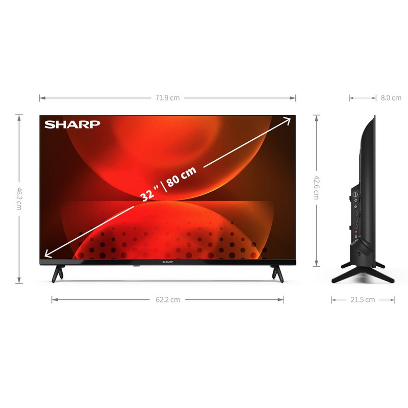 Sharp 32FH2K, 32-inch, HD-Ready, Frameless Android TV Digiland Outlet Store