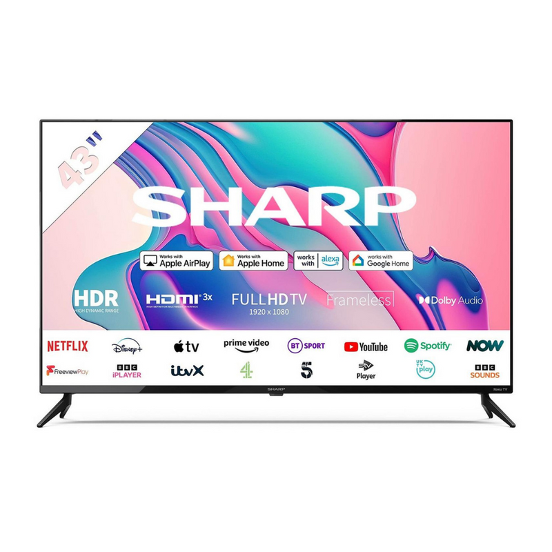 Sharp 43FD2K, 43 inch, Full HD, Frameless Roku TV Digiland Outlet Store