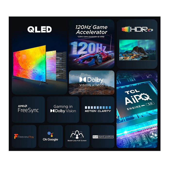 TCL 50C645K, 50 inch, 4K Ultra HD HDR, QLED Smart TV with Google Assistant & Dolby Atmos - The Outlet Store