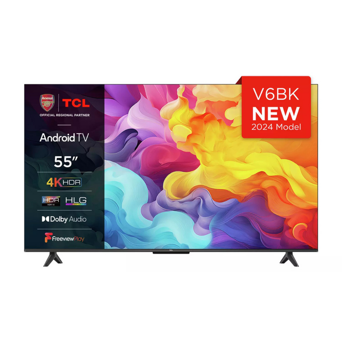 TCL 55V6BK, 55 inch, 4K UHD HDR, Frameless Android TV Digiland Outlet Store