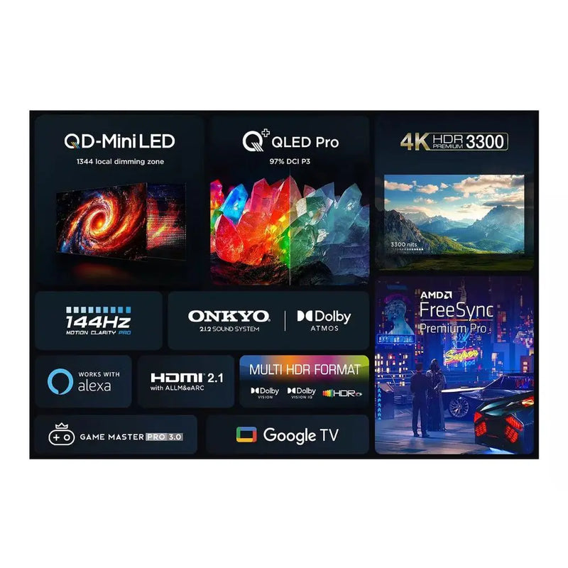 TCL 65C855K, 65 inch, 4K 144HZ QD-Mini LED Google TV Digiland Outlet Store
