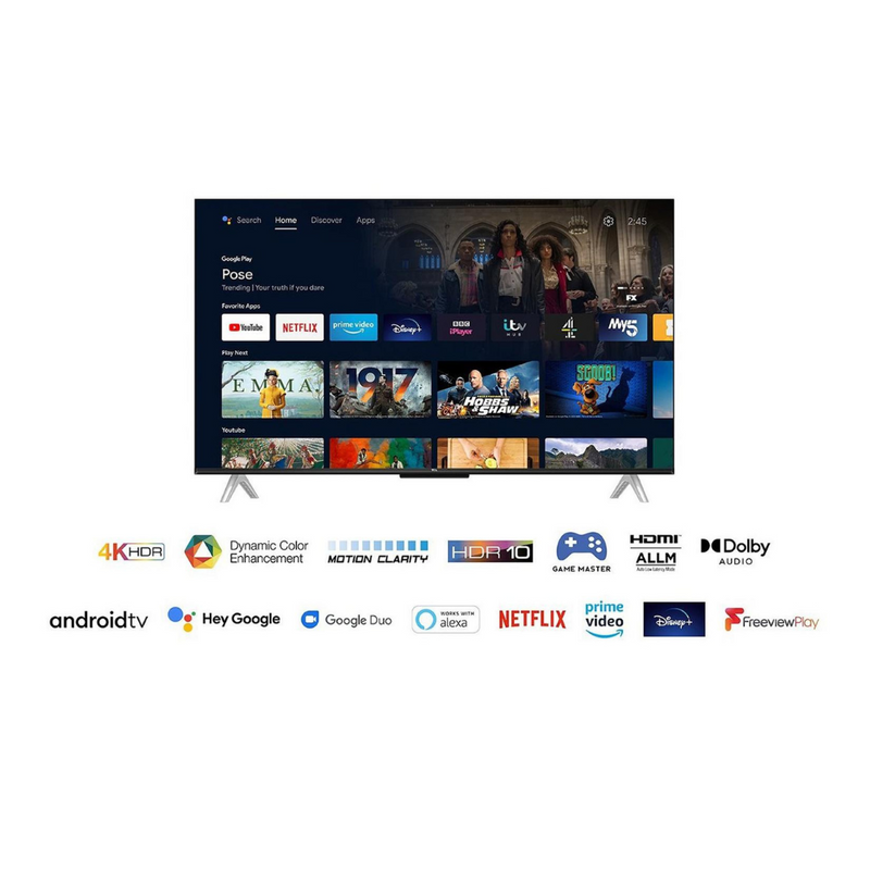 TCL 65P638K, 65 inch, 4K UHD HDR, Frameless Android TV Digiland Outlet Store