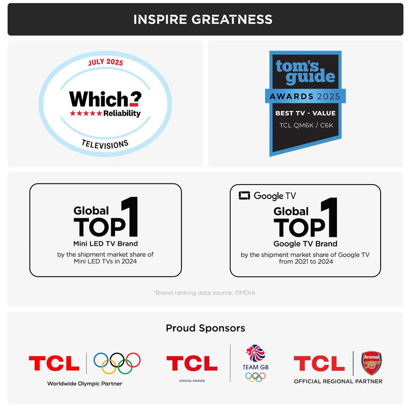 TCL 98C6K-UK 98" 4K MINI LED SMART TV TCL