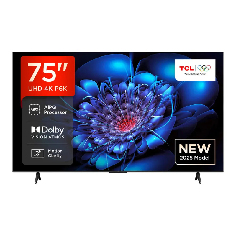TCL P6K-UK 75 inch Direct LED 4K HDR 10+ Dolby Atmos Smart Google TV