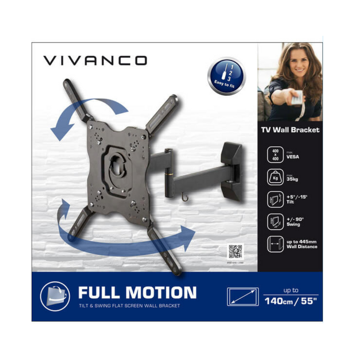 Vivanco BFMO 6040 TV Wall Bracket, Full Motion, VESA 400, max 35kg. Digiland Outlet Store